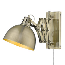 Golden 3824-A1W AB-AB - Wry Lighting Hawthorn 1-light Swing Arm Wall Lamp in Aged Brass